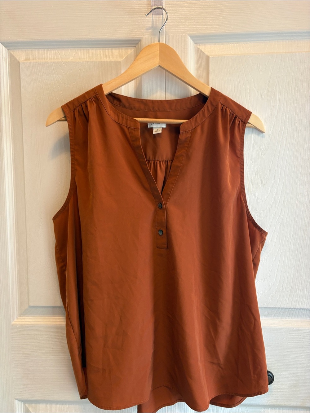 J. Crew Sleeveless V-Notch Henley Cami in Rust